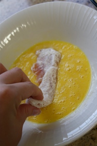 Dipping Chicken in Mustardy Eggs
